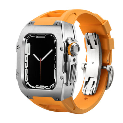 Fluororubber Band Stainless Steel Case Retrofit Kit For Apple Watch