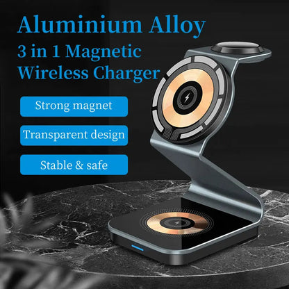 Fast Charging 3 In 1 Magnetic Wireless Charger