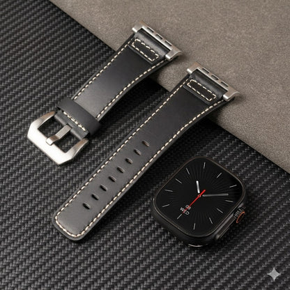 Premium Distressed Leather Tactical Watch Band For Apple Watch