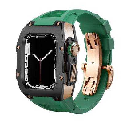 Fluororubber Band Stainless Steel Case Retrofit Kit For Apple Watch