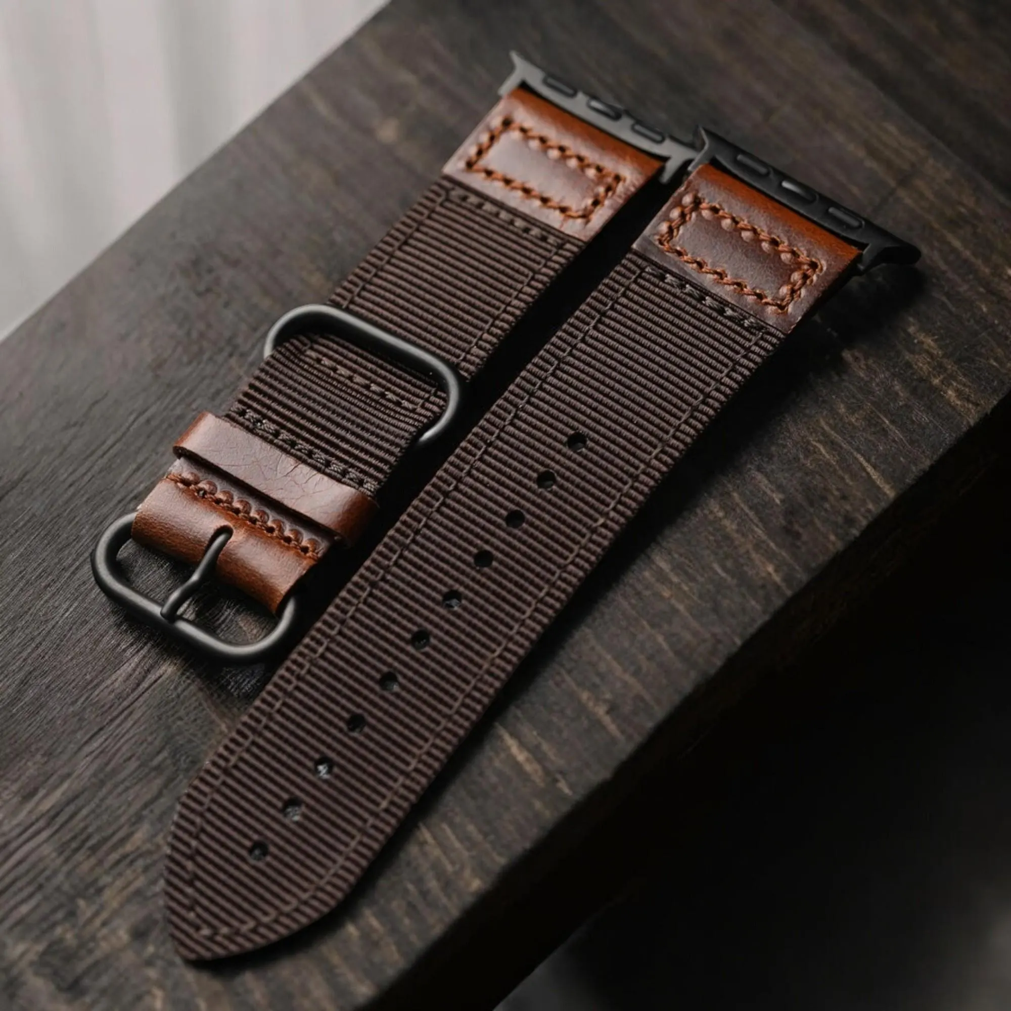 Nylon + Leather Band For Apple Watch