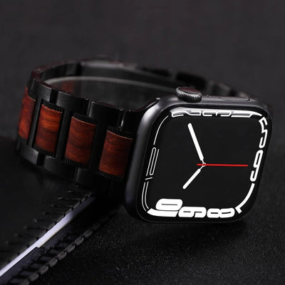 Natural Red Sandalwood & Metal For Apple Watch