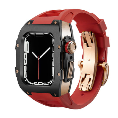 Fluororubber Band Stainless Steel Case Retrofit Kit For Apple Watch