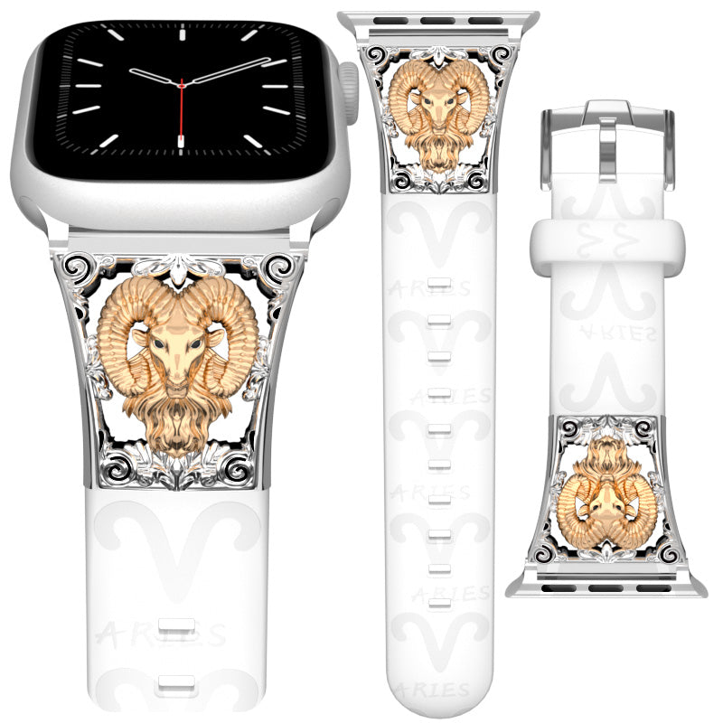 Metal Embossed Constellation Watch Strap For Apple Watch--Aries