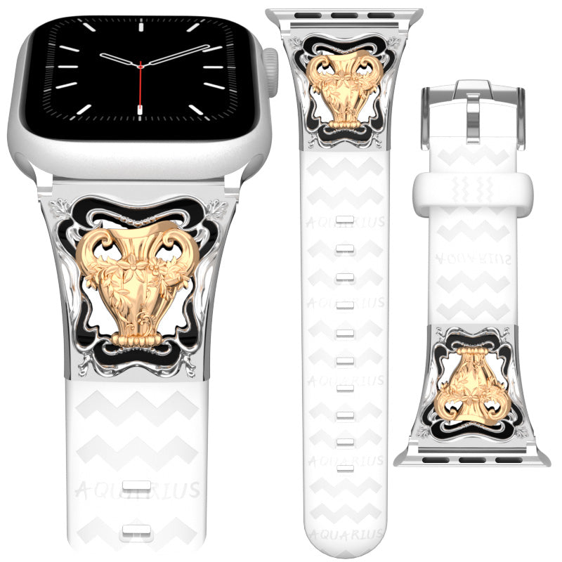 Metal Embossed Constellation Watch Strap For Apple Watch--Aquarius