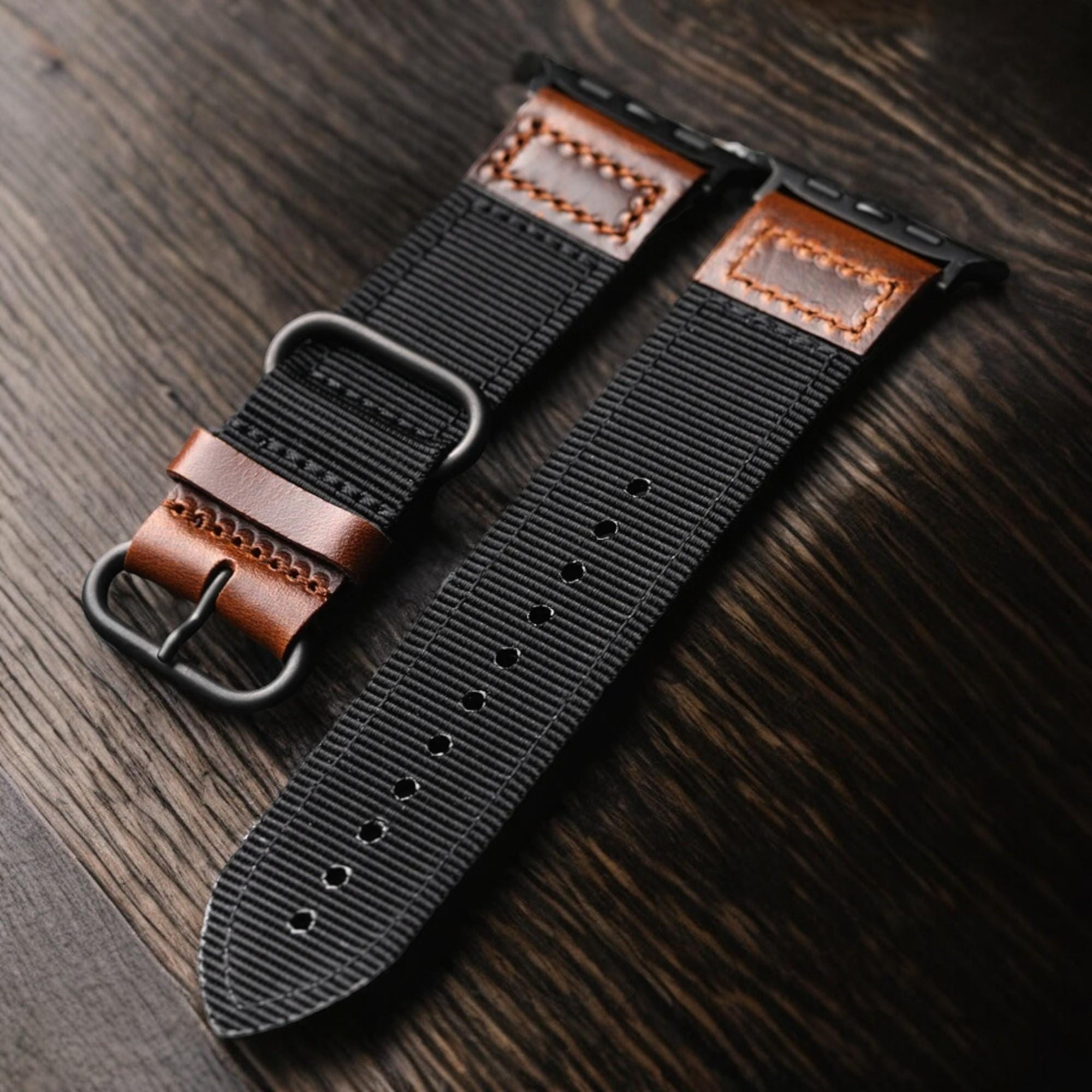 Nylon + Leather Band For Apple Watch