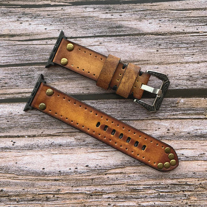 Vintage Leather Apple Watch Band - Rivet Elements